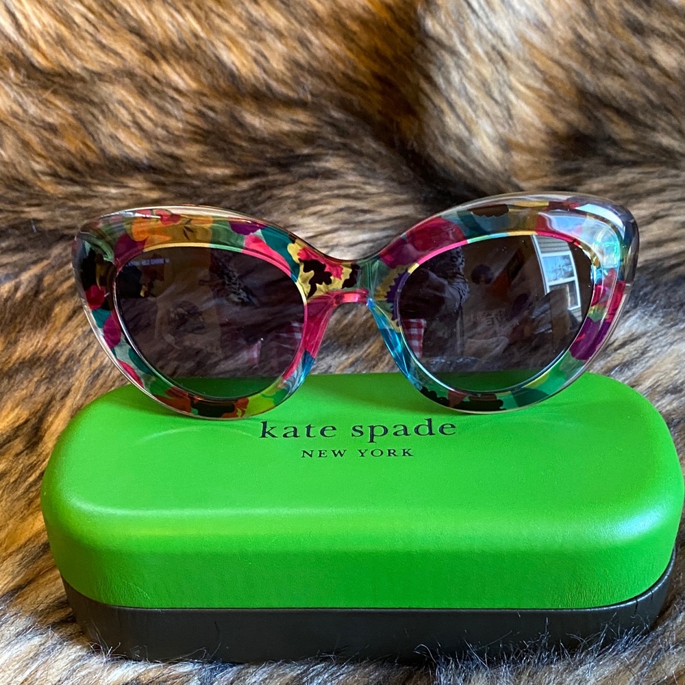 kate spade Clear Floral Cat-Eye Sunglasses in Pink, Green and Purple